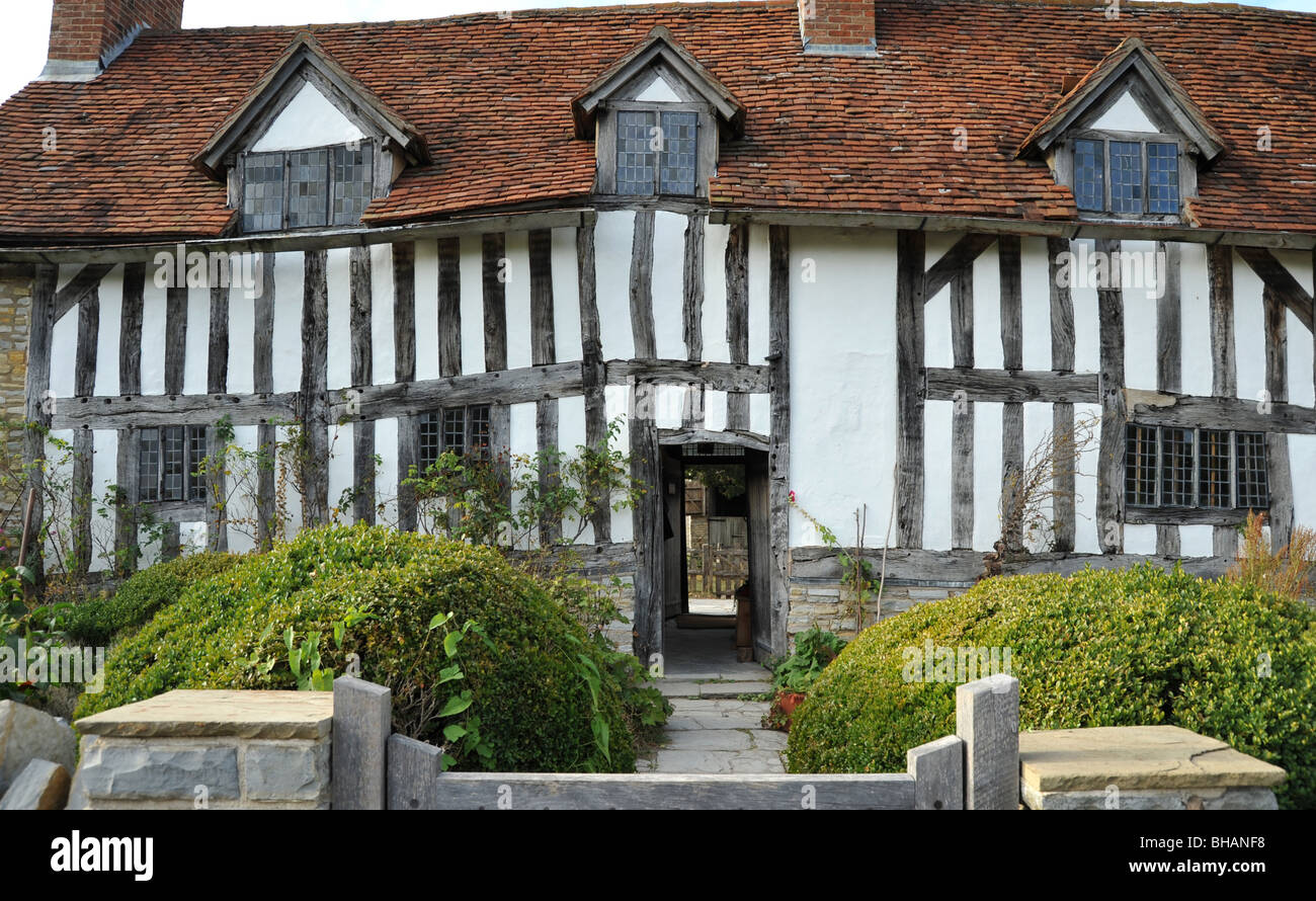 Shakespeares Mutter Mary Arden, ihr Haus in Wilmcote Toren Stratford-upon-Avon, Warwickshire, UK. Stockfoto