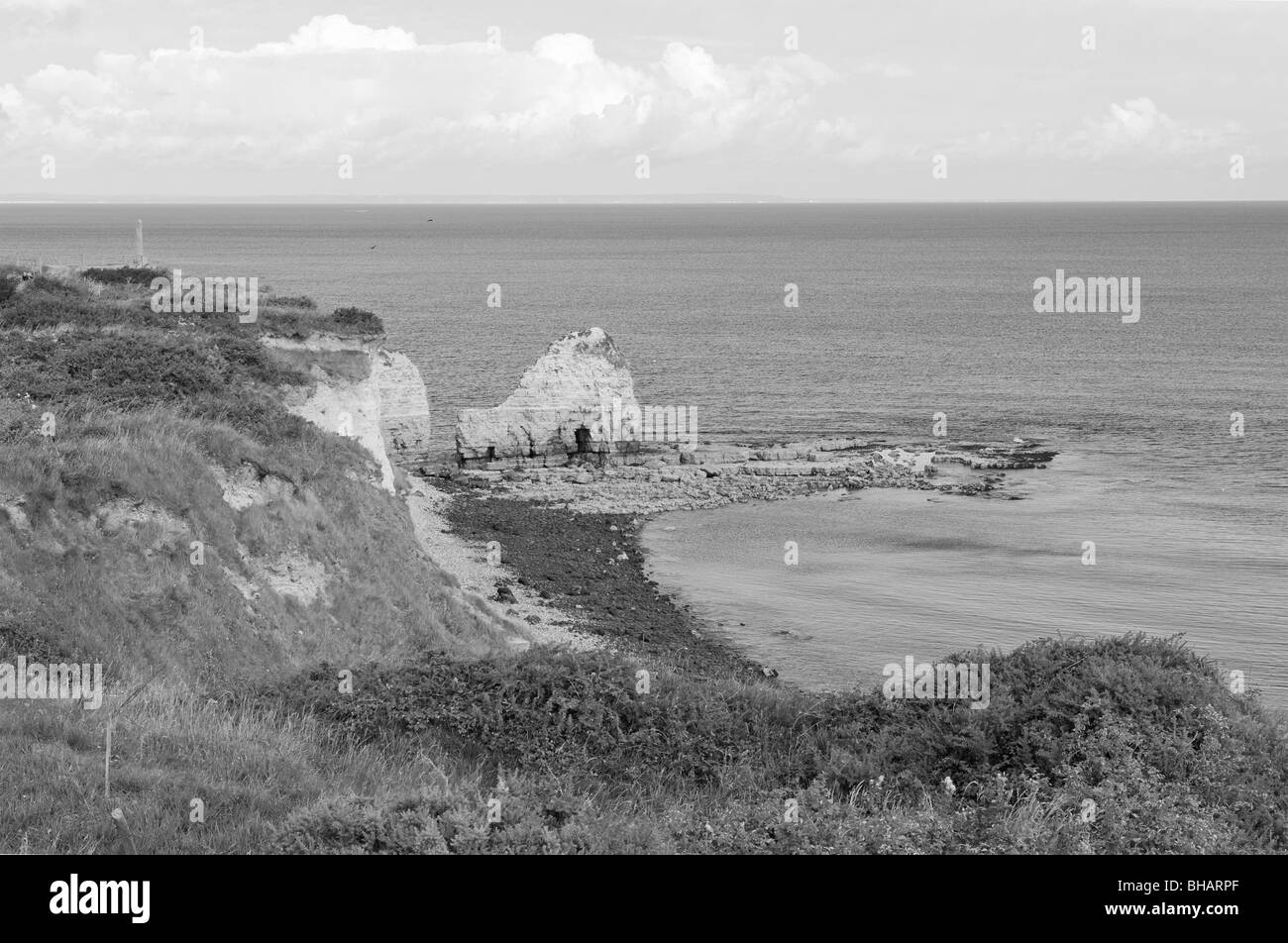 Die Reste der deutschen Weltkrieg Befestigungen bei Pointe Du Hoc, Normandie, Frankreich Stockfoto