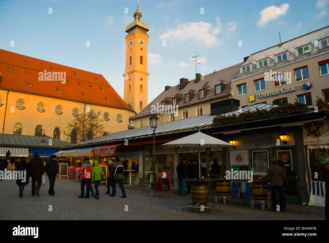 Viktualienmarkt Markt square Altstadt München Bayern Deutschland Europa Stockfoto