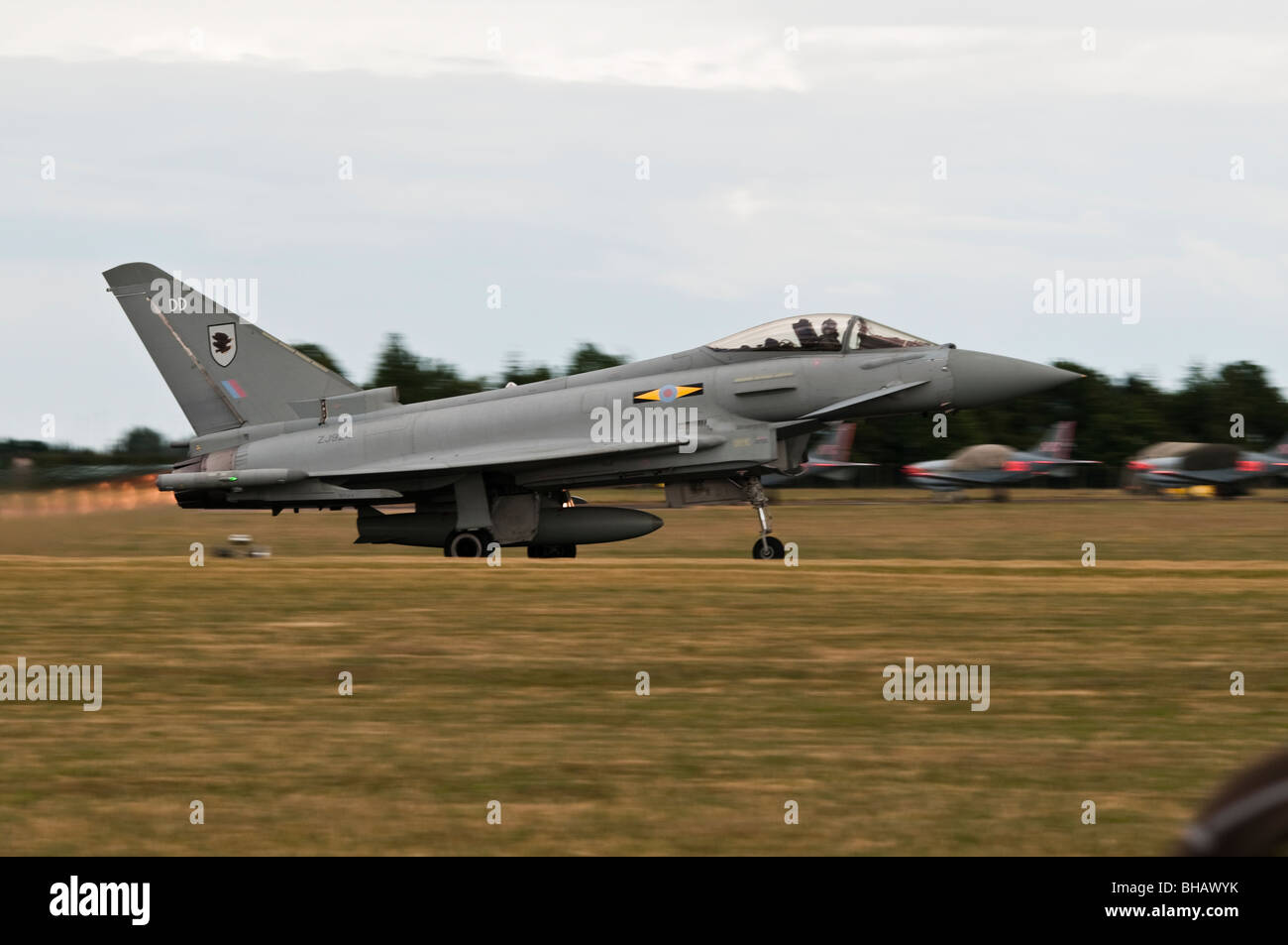 Typhoon Start mit vollem Nachbrenner an der RAF Waddington Airshow Stockfoto