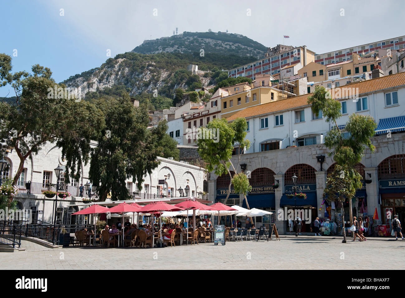 Grand Kasematten Platz am Ende der Main Street, Gibraltar Stockfoto