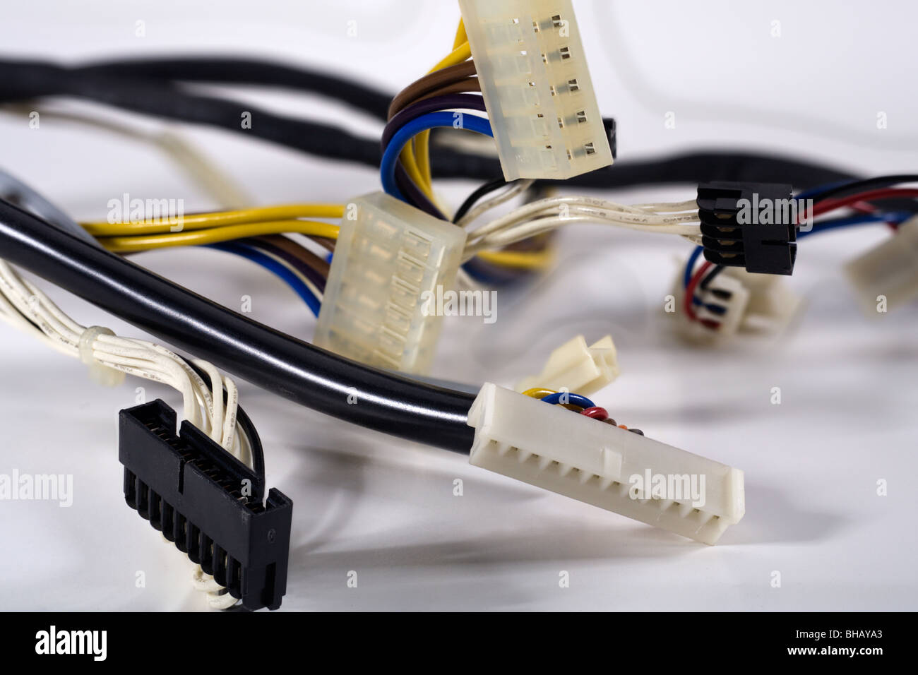 Elektronische Kabel Anschlüsse Stockfoto