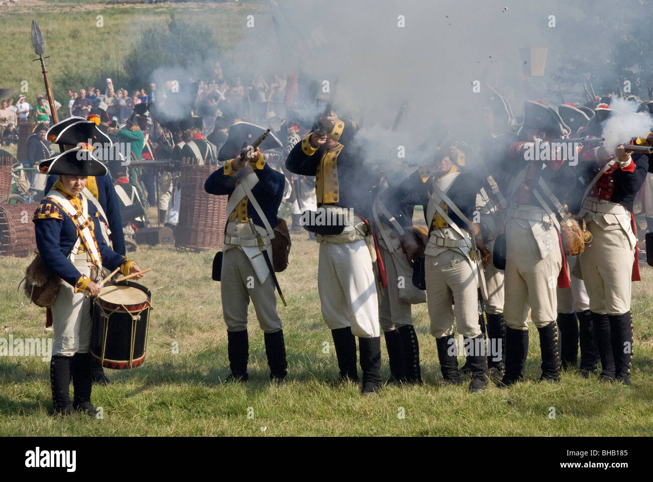 Reenactment der Belagerung der Neiße im Napoleonischen Krieg mit Preußen 1807 in Nysa, Opolskie, Polen Stockfoto