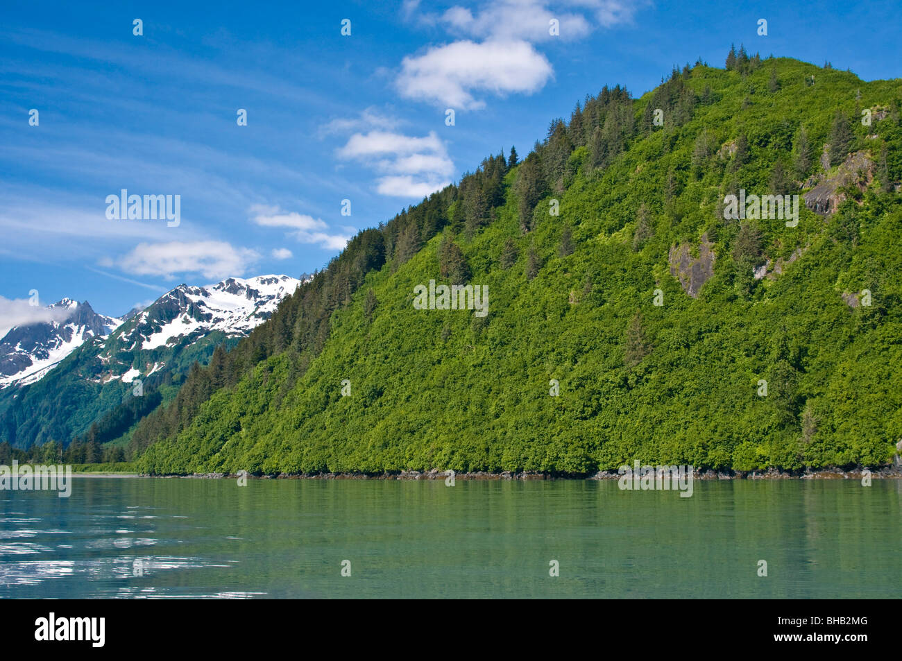 Blick auf Port Valdez, Shoup Bay, Prince William Sound, Alaska Yunan, Sommer Stockfoto