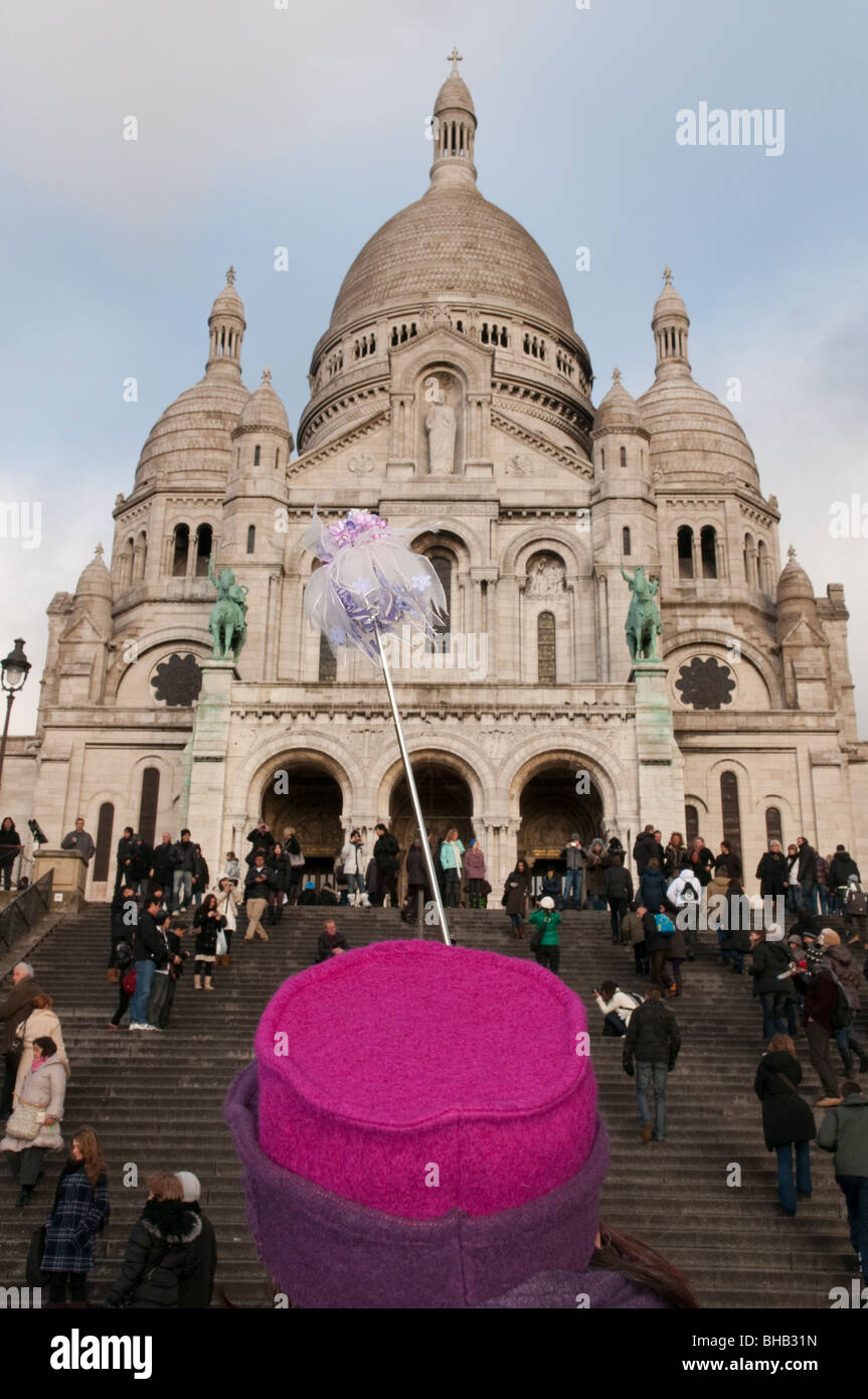 Montmartre in 130 m Höhe ist eines der am meisten besuchte Ort in Paris Stockfoto