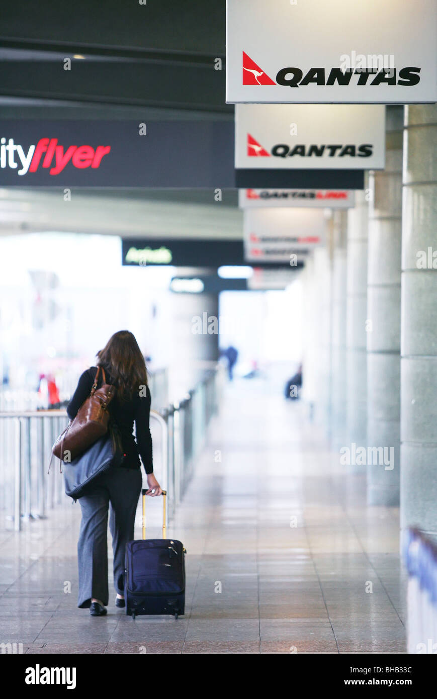 Passagier Sydney Flughafen verlassen Stockfoto