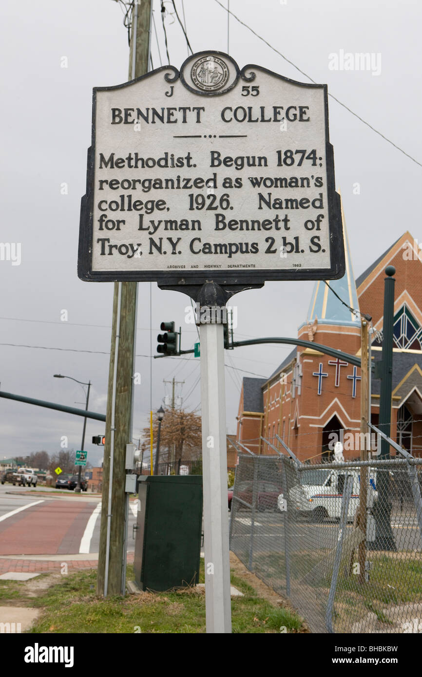 Bennett College Methodisten, College, reorganisiert als Frau College. Benannt nach Lyman Bennett, Greensboro, NC, USA Stockfoto