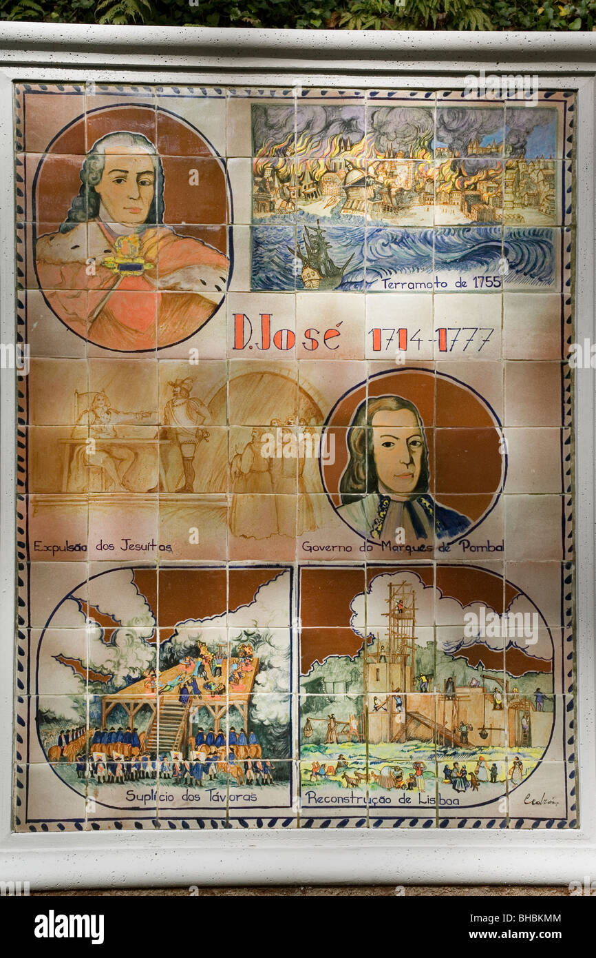 Portugal Madeira Monte tropischen Garten und gefliesten Wandkunst Stockfoto