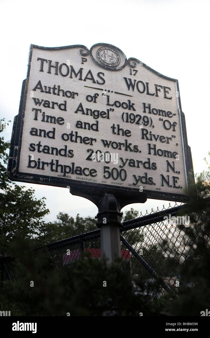 THOMAS WOLFE, Autor von "Homeward Angel' (1929), "der Zeit und den Fluss schauen," und anderen Werken. Home steht 200 Yards N. Stockfoto