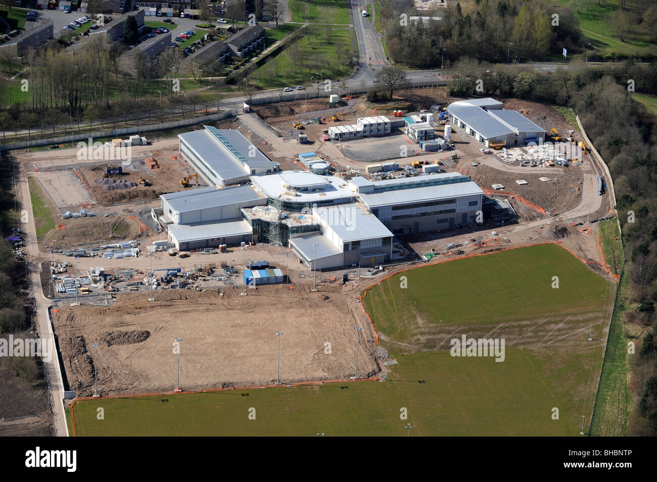 Luftaufnahme des Madeley Akademie Schule im Bau in Castlefields Weise Madeley Telford Stockfoto