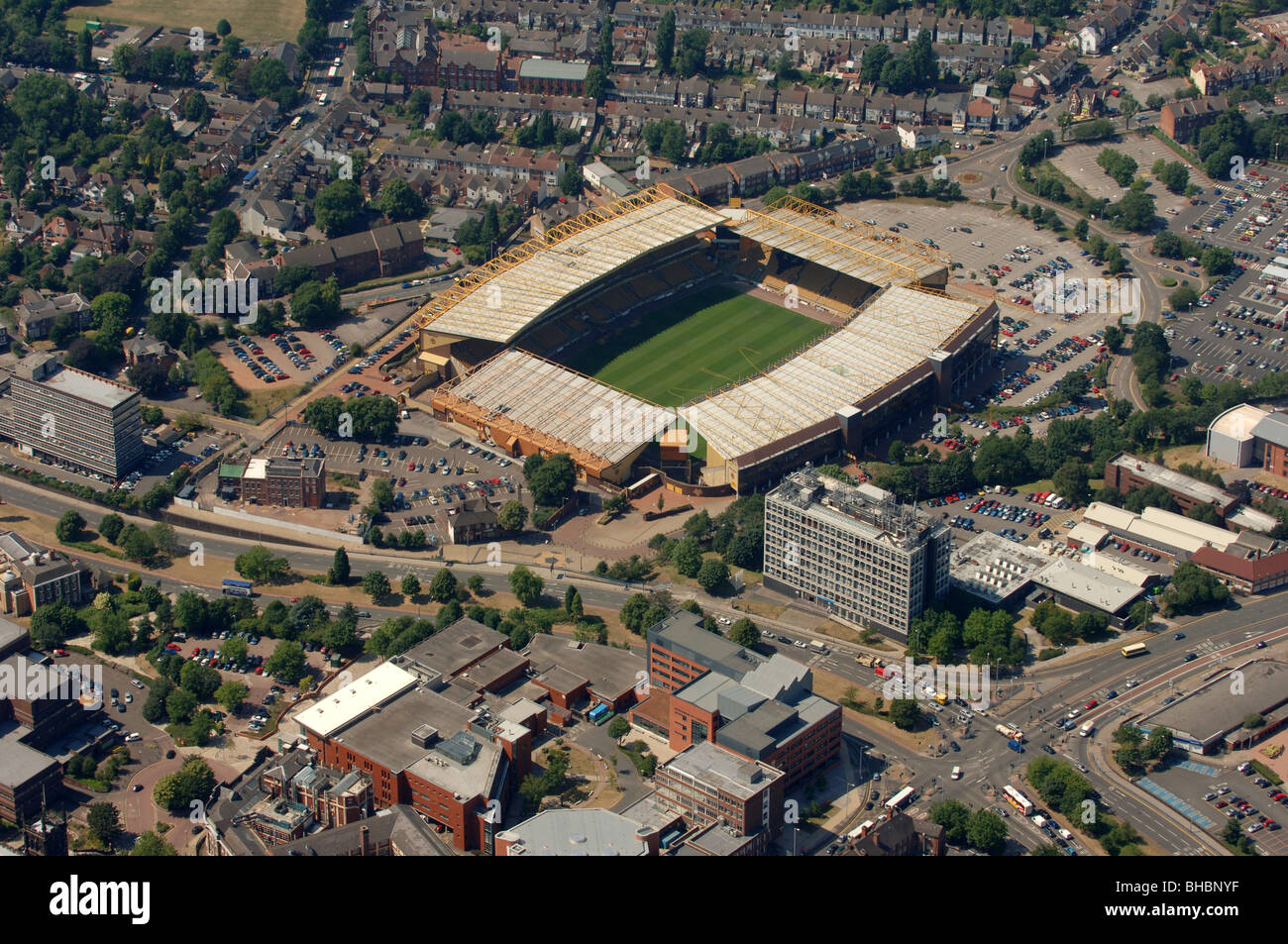 Eine Antenne Anzeigen des Molineux-Stadion die Heimat des Wolverhampton Wanderers Football Club Stockfoto