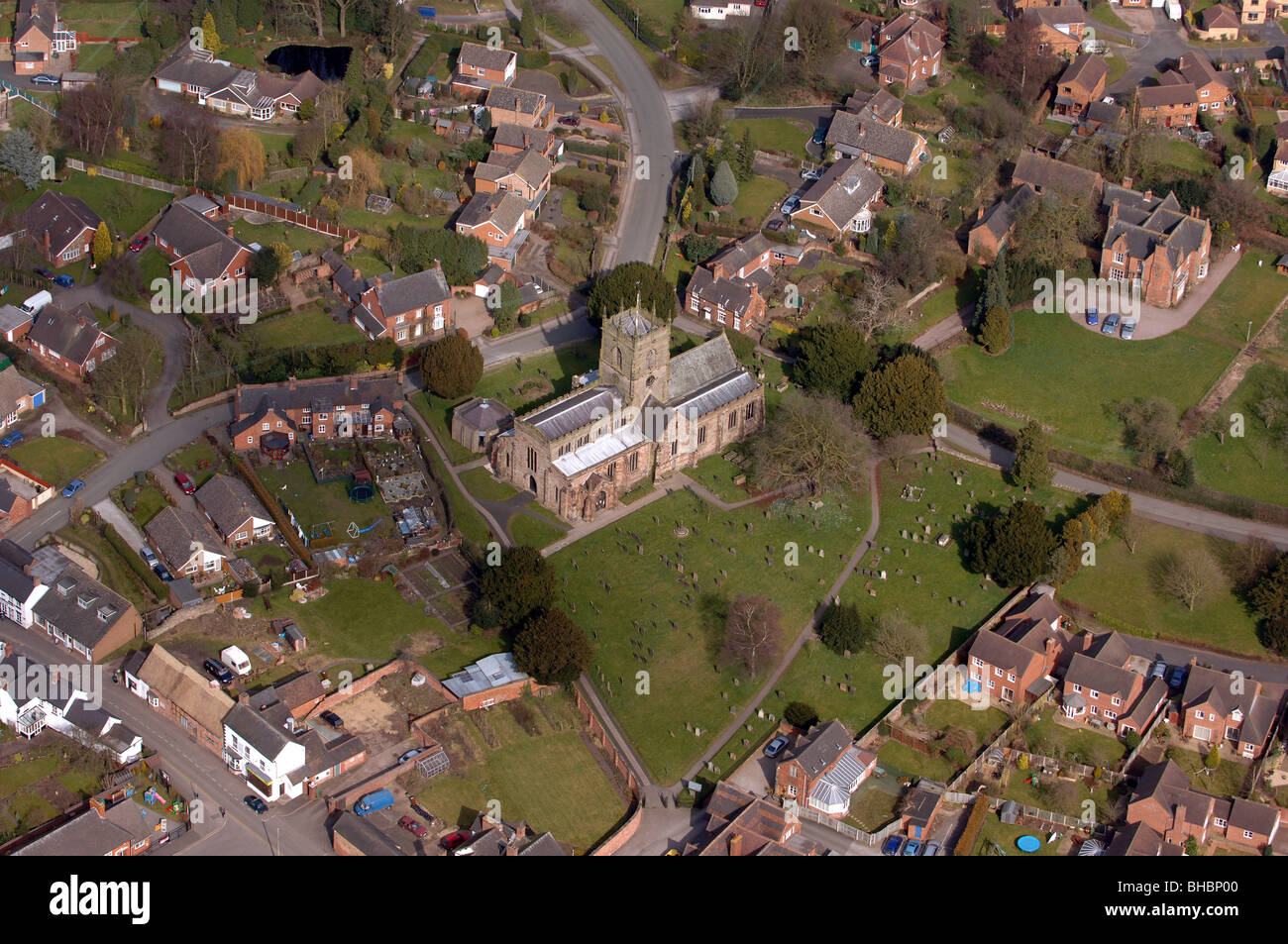 Luftbild Gnosall in Staffordshire Stockfoto