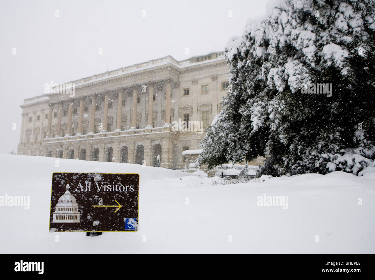 Aufnahmen im Schnee rund um das Kapitol der Vereinigten Staaten Stockfoto