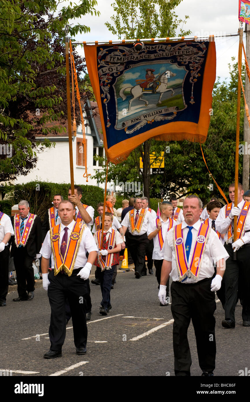 12. Juli Loyalist parade, Belfast, Nordirland Stockfoto