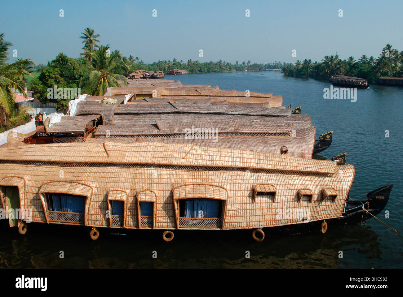 Hausboote in den Backwaters von Kerala; Indien Stockfoto