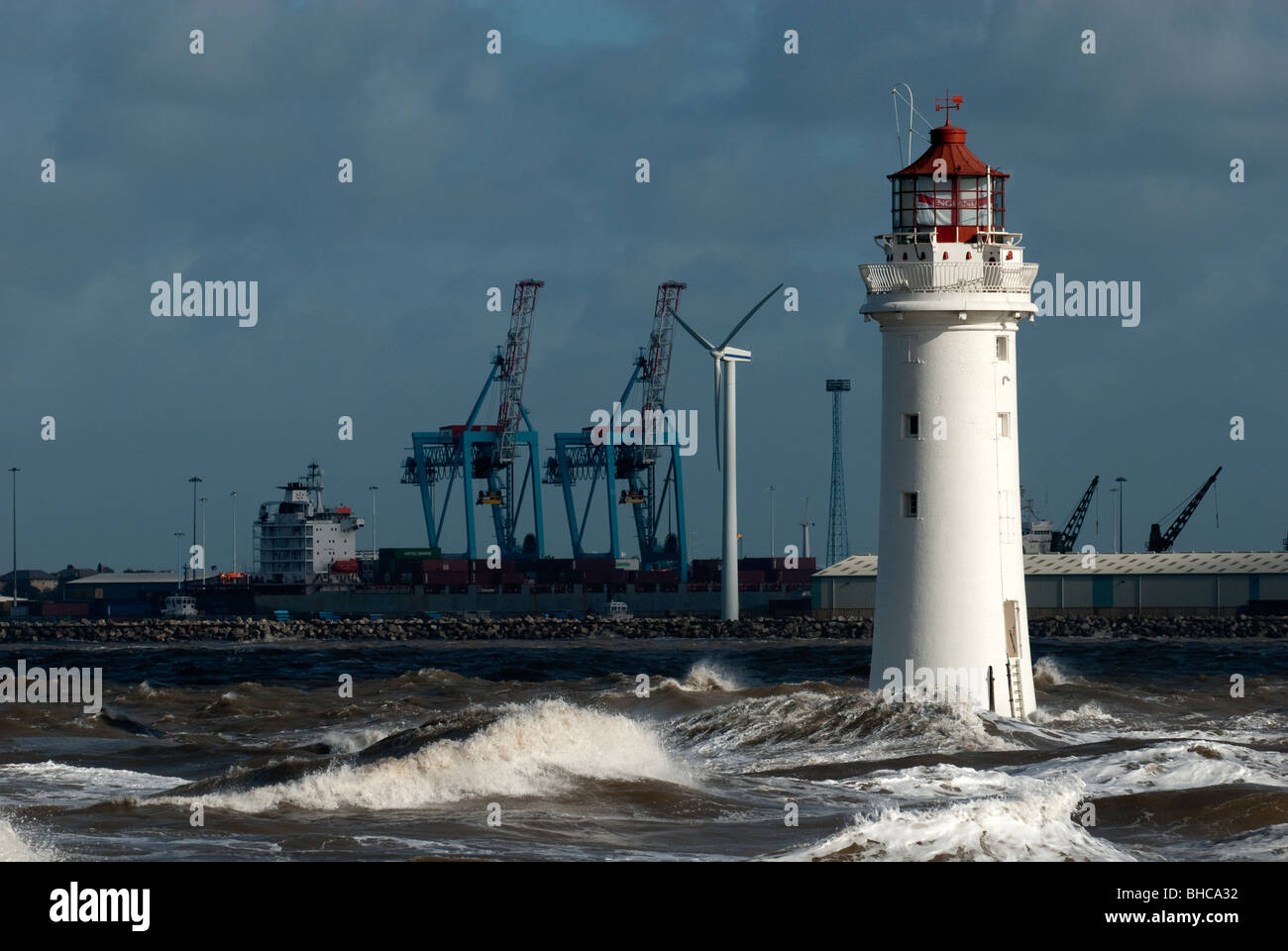 Neues Brighton Leuchtturm Fluss Mersey Liverpool Stockfoto