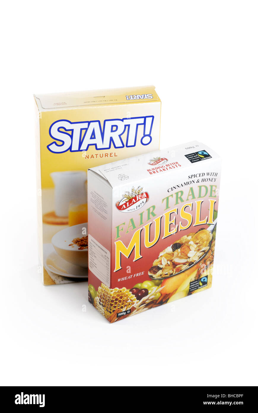 Frühstückspakete Getreide Müsli Stockfoto