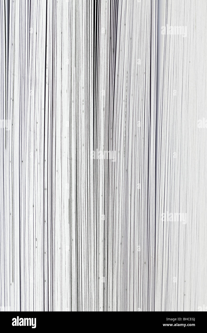 Extreme Nahaufnahme von Seiten in ein großes Buch Stockfoto