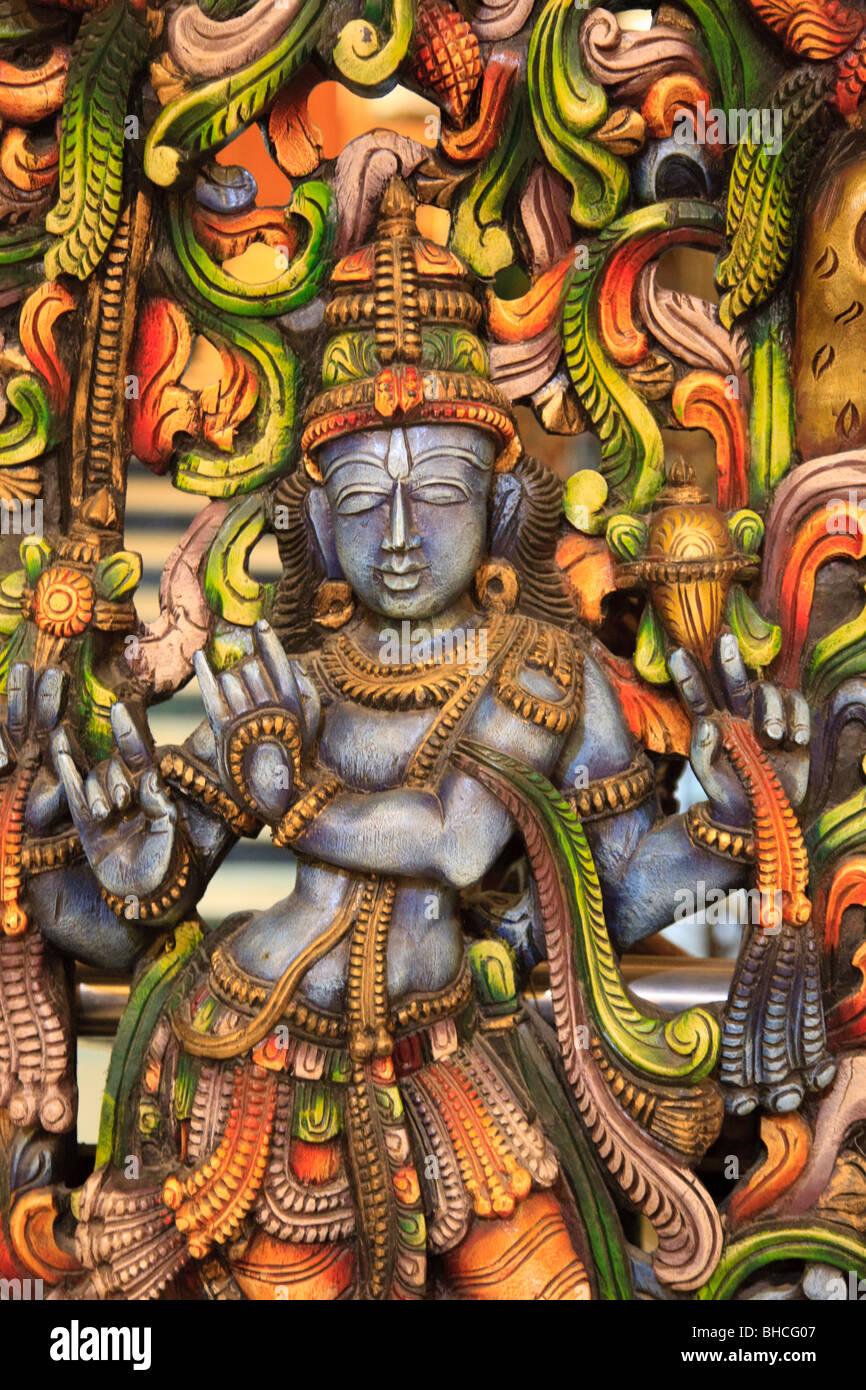 Ein Schnitzen von Shiva in einem touristischen Shop in Indien Stockfoto
