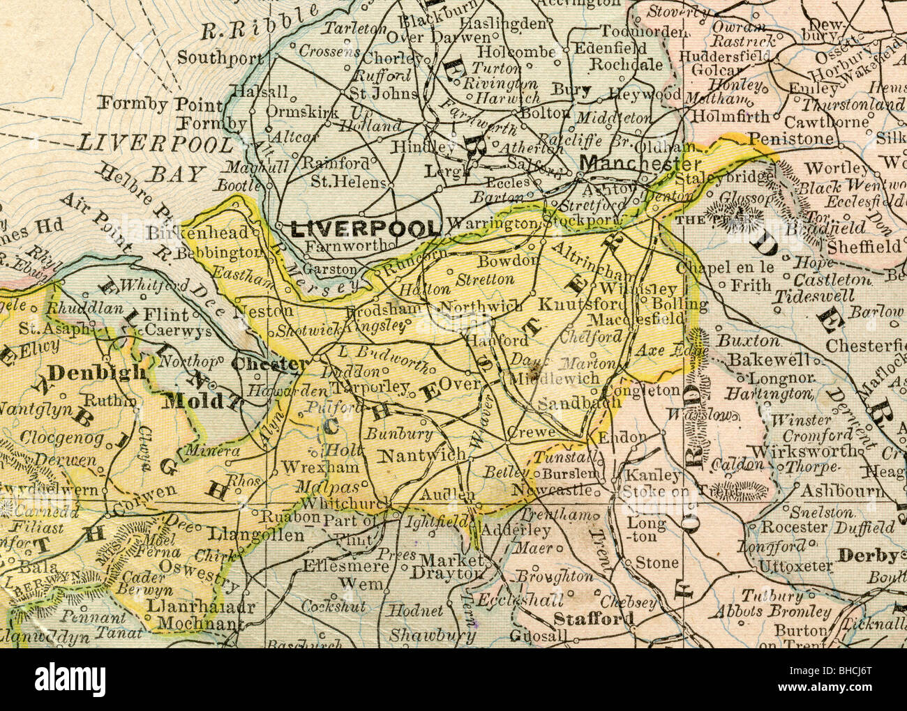 Original alte Karte von Chester County aus 1884 Geographie Lehrbuch Stockfoto