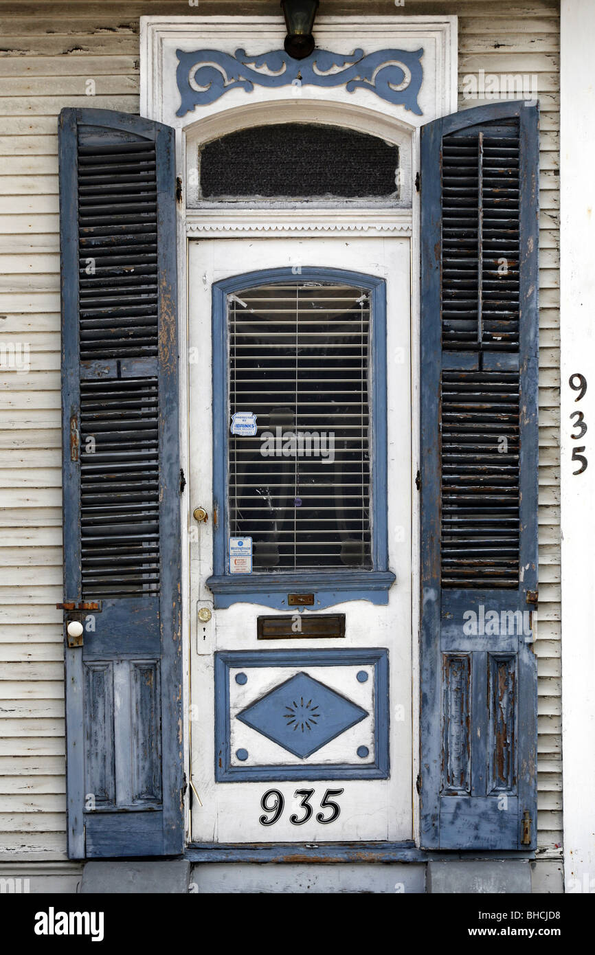 Kreolischen Cottage, Haustür, French Quarter, New Orleans, Louisiana, USA Stockfoto