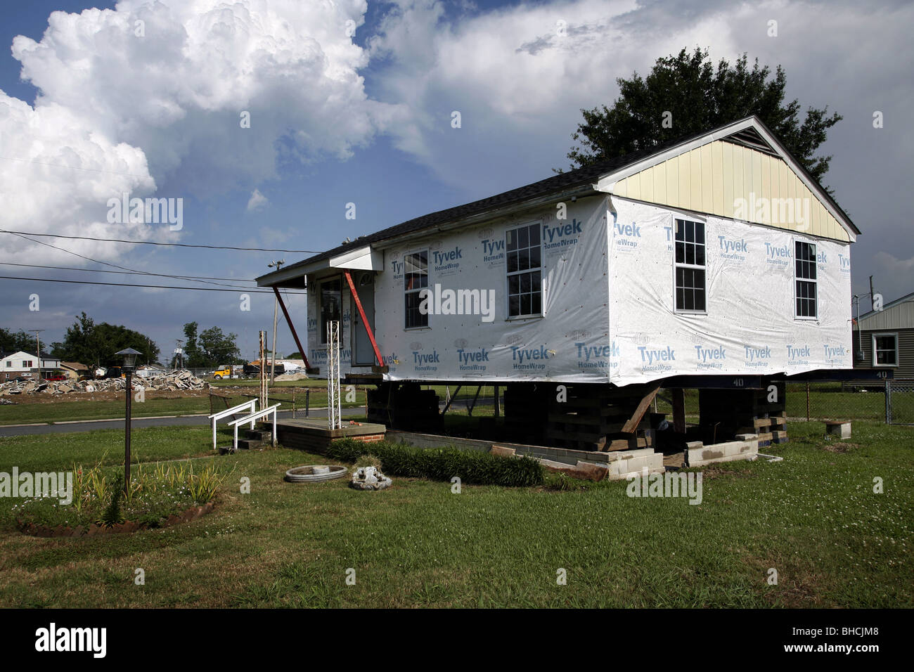 Haus Under Construction, untere 9th Ward, New Orleans, Louisiana, USA Stockfoto