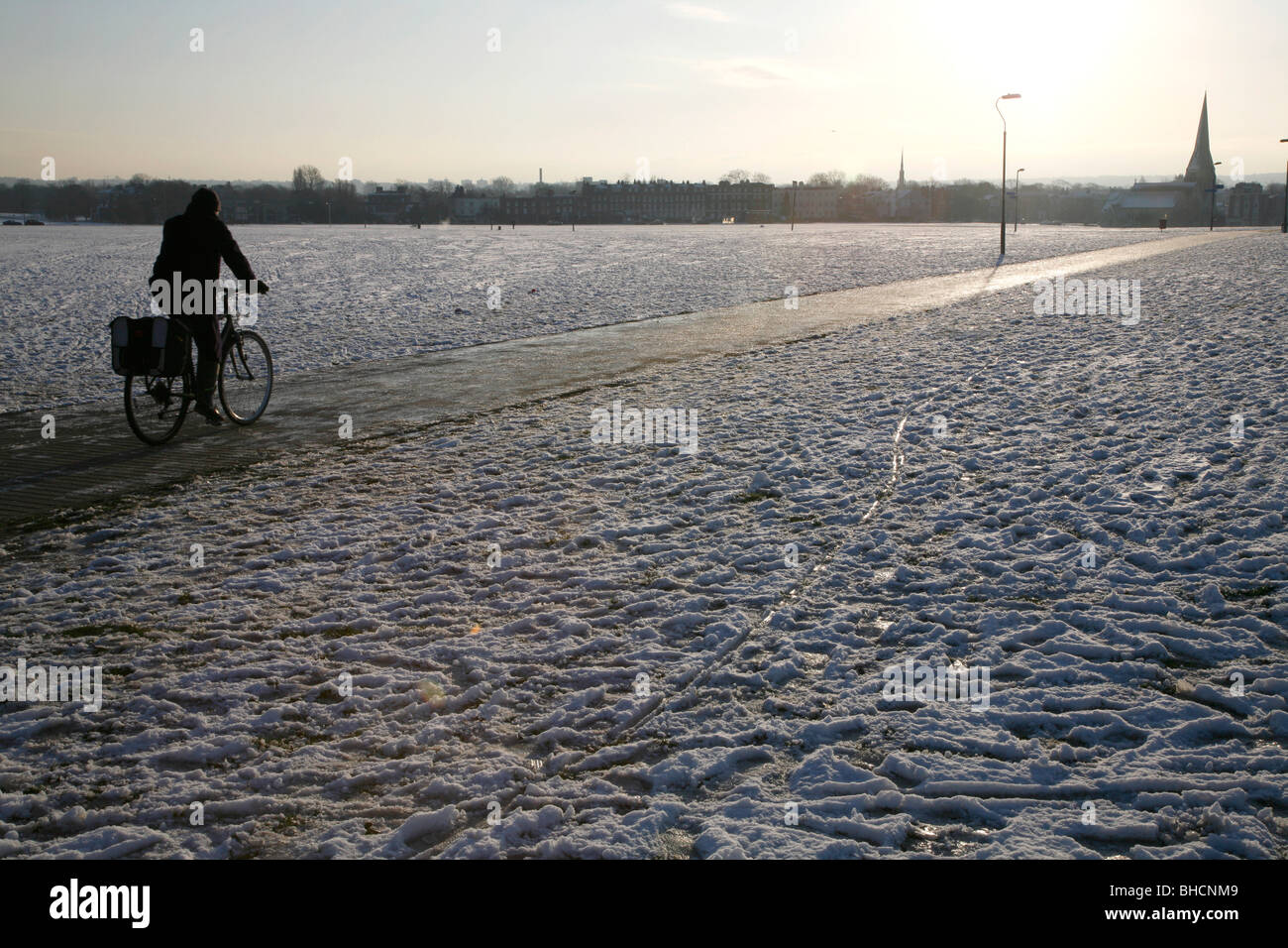 Schnee auf Blackheath Common, Blackheath, London, UK Stockfoto