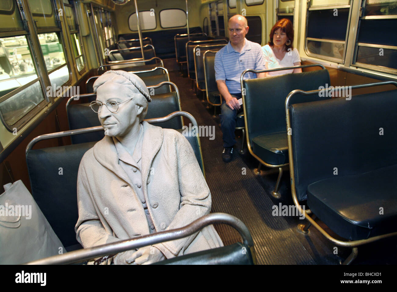 Rosa Parks Bus Boykott Ausstellung, National Civil Rights Museum, Memphis, Tennessee, USA Stockfoto