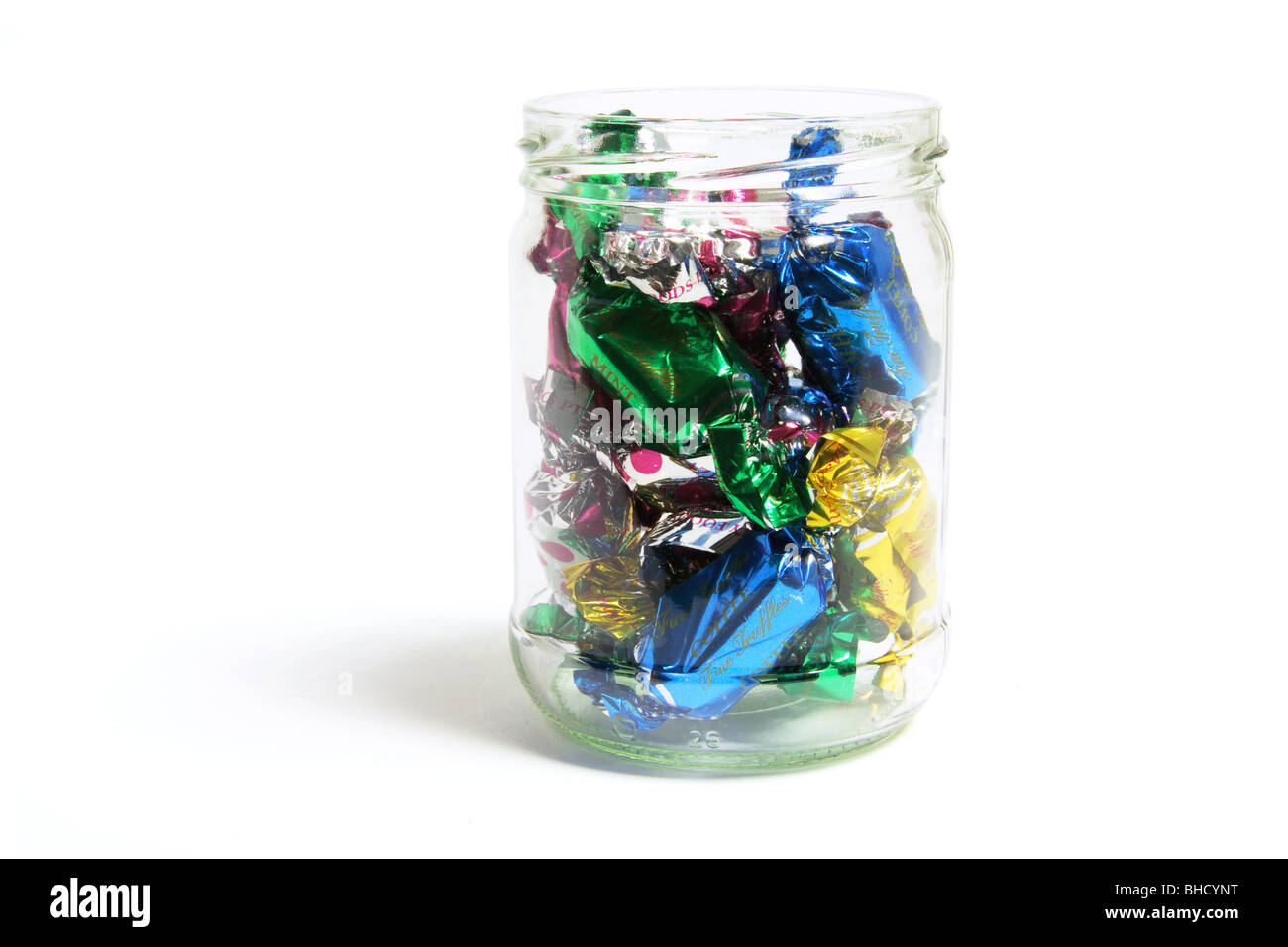 Schoko-Lollies in Glas Stockfoto