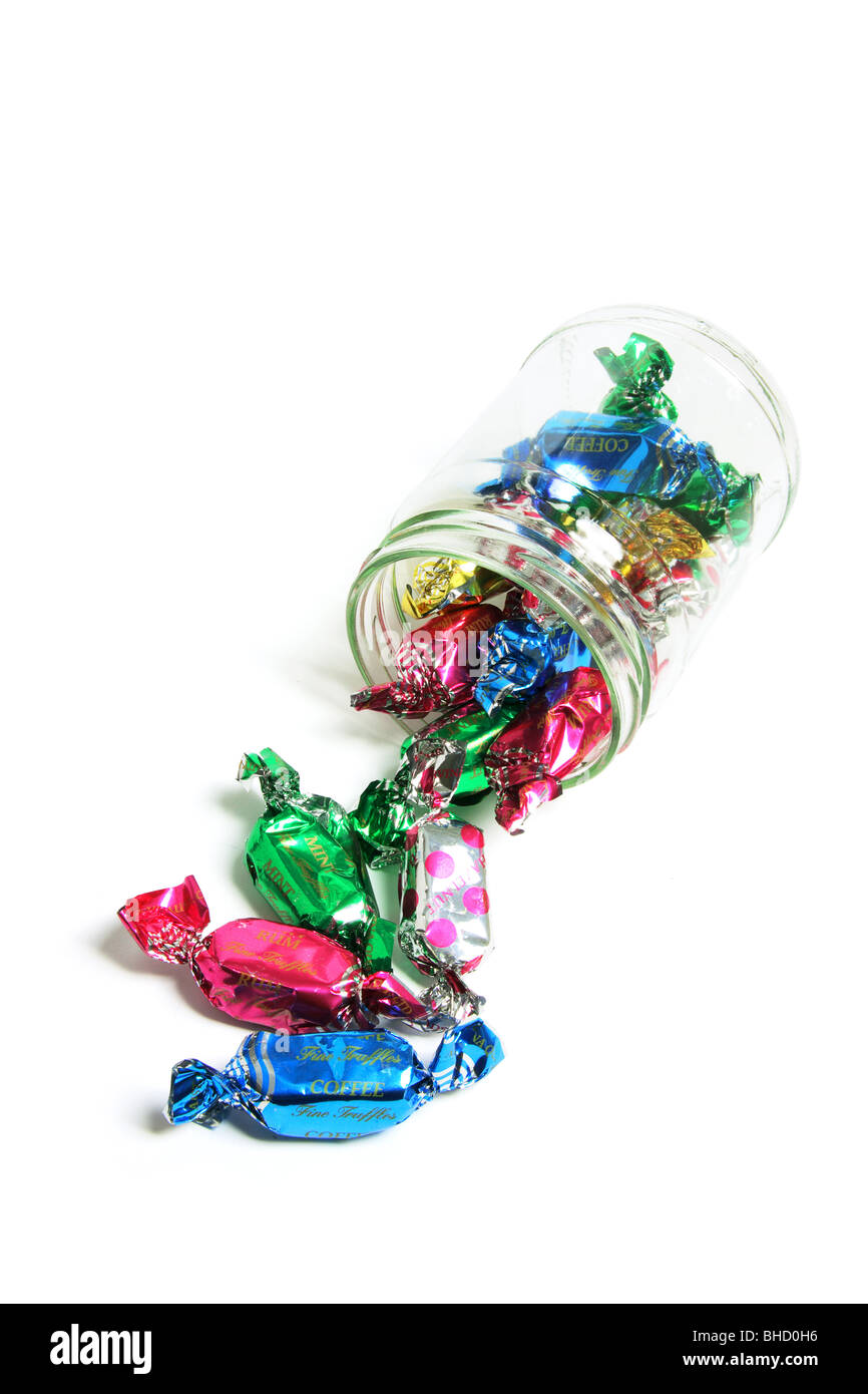 Schoko-Lollies in Glas Stockfoto