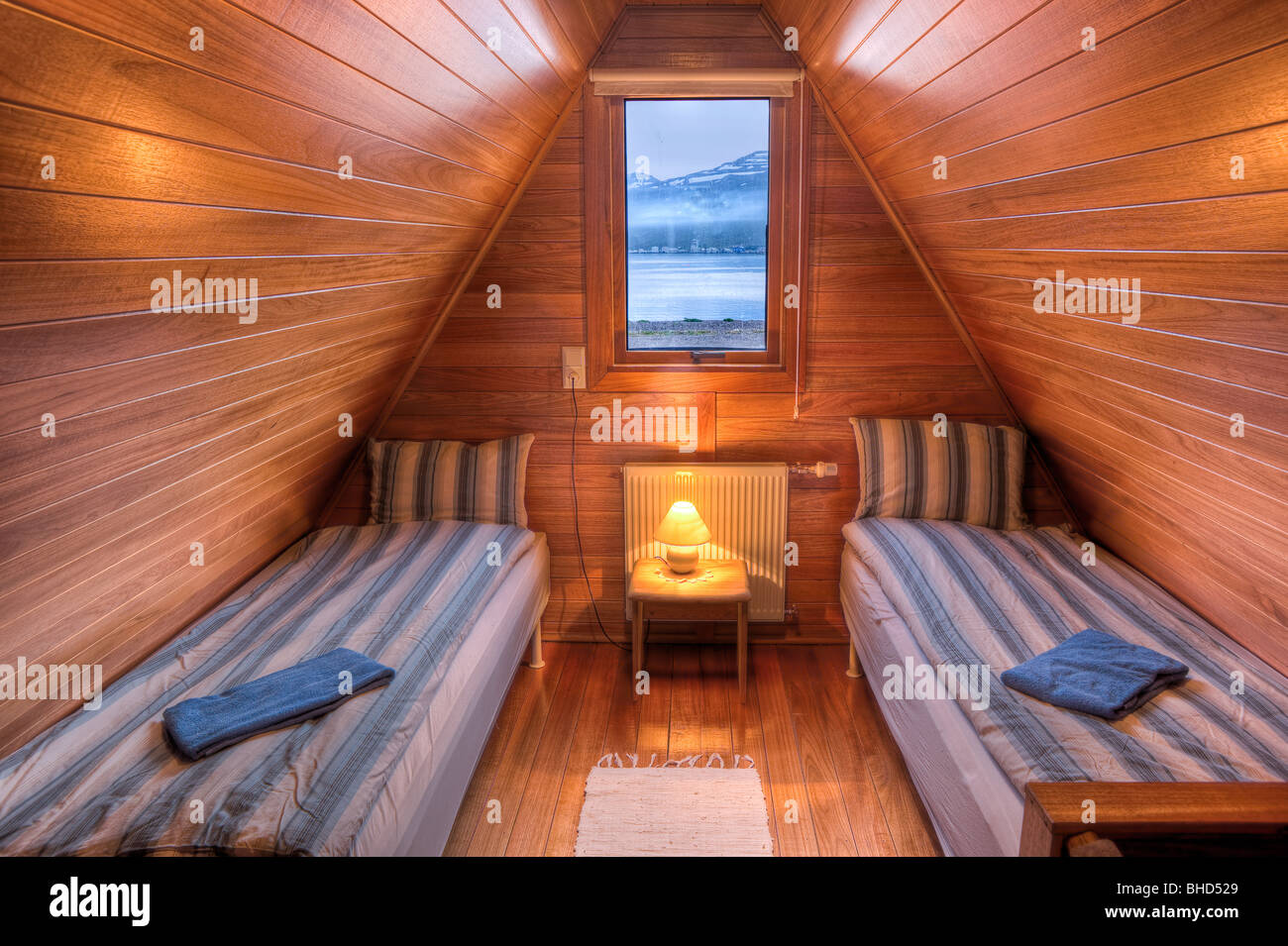 Sommer-Kabine, Eskifjordur, Island Stockfoto