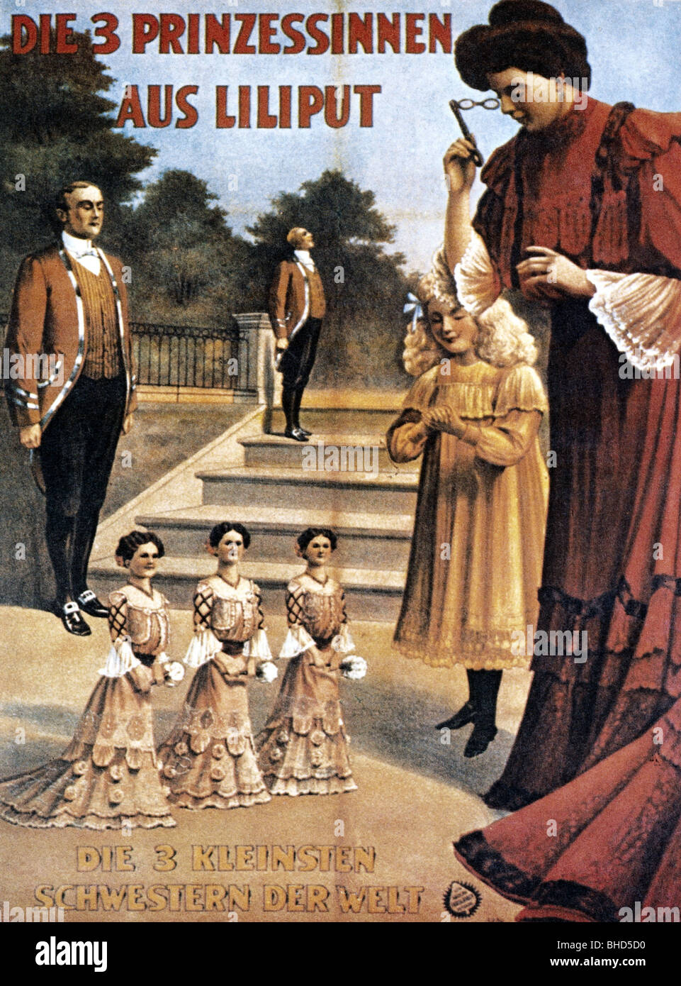 Zirkus, Kuriositäten, "Die 3 Prinzessinnen aus Lilliput", Plakat, ca. 1900, Stockfoto
