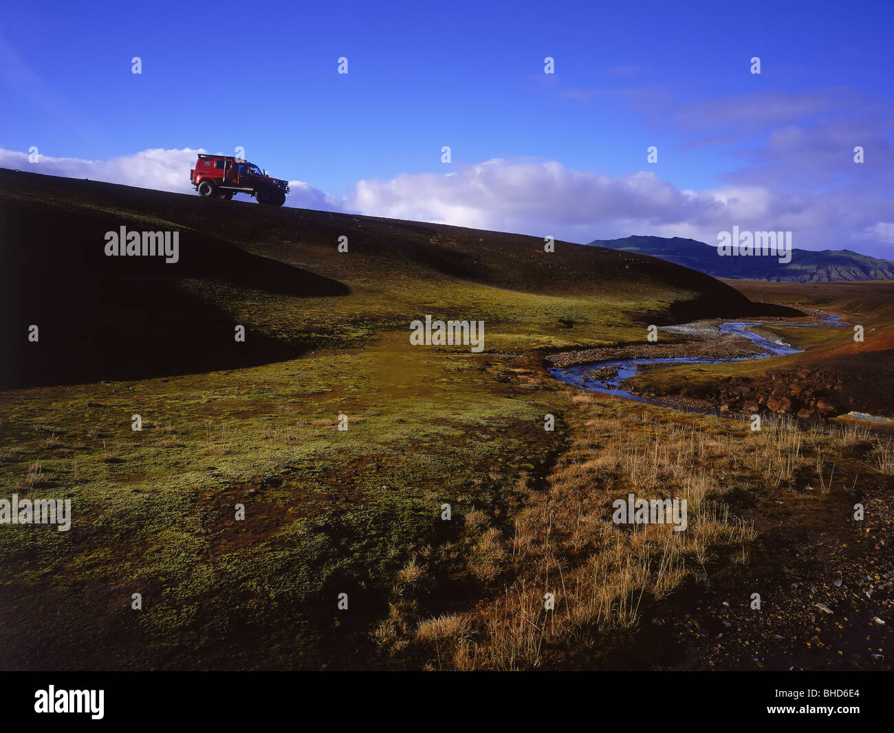 Jepp, off-Road Central Highlands, Island Stockfoto