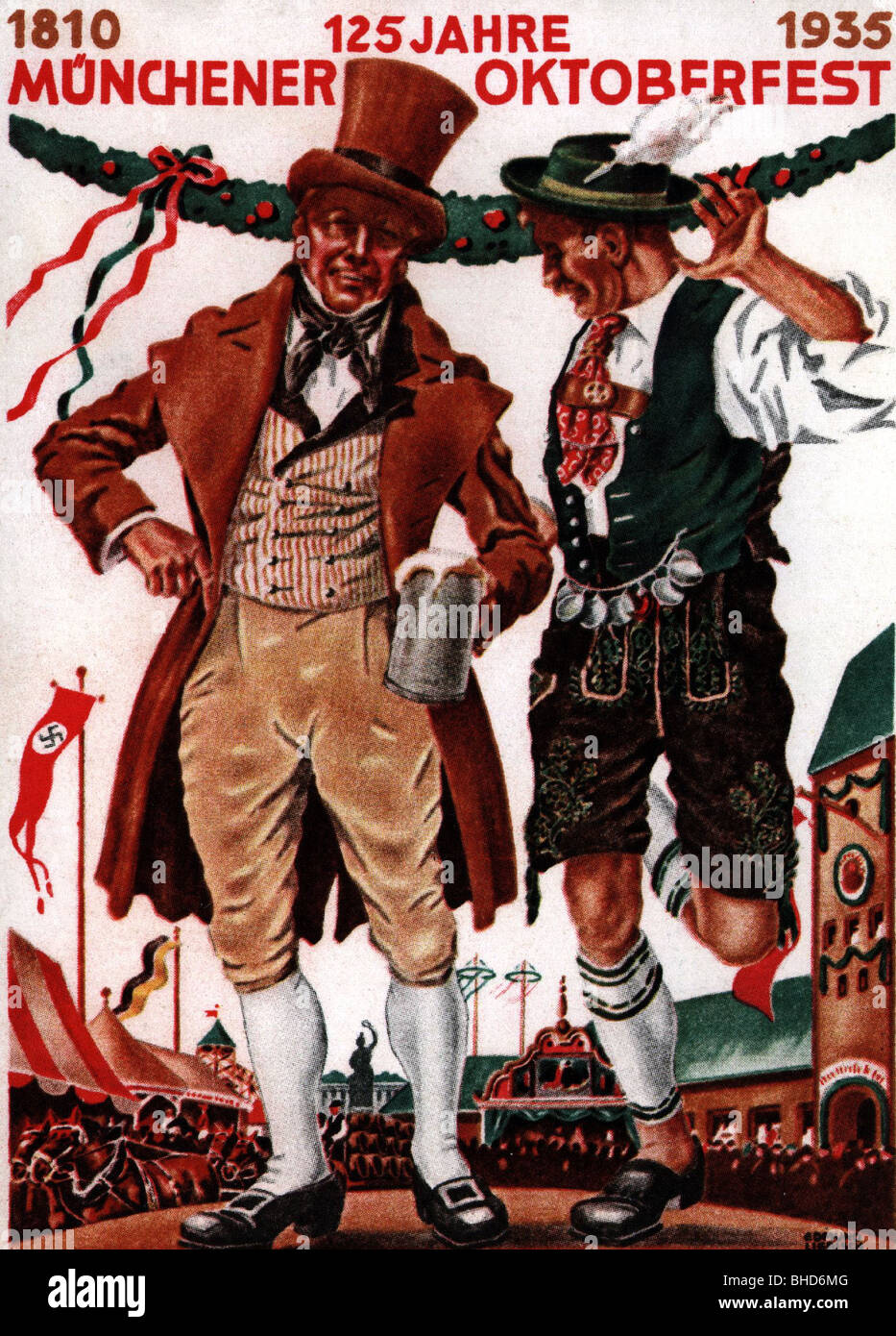 Geographie/Reisen, Deutschland, München, oktoberfest, 125-jähriges Münchner Bierfest, Postkarte, 1935, Stockfoto
