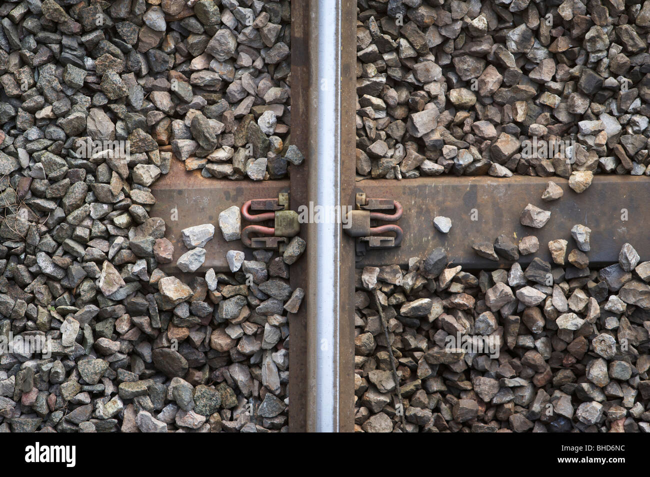 Zug, Bahn, Schiene, Overhead, Steinen, Schläfer, Reisen, Textur Stockfoto