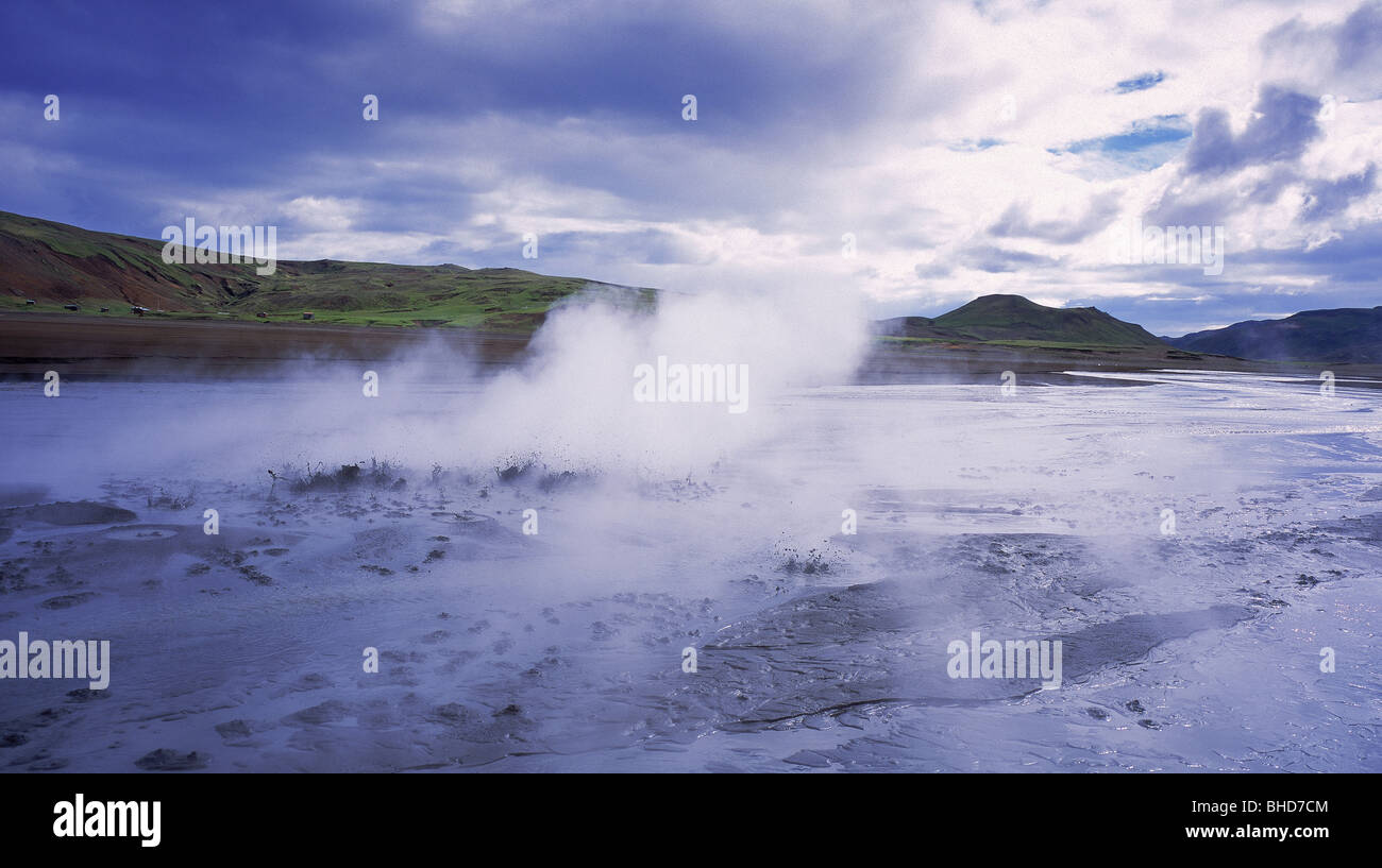 Kochendem Schlamm Töpfe, Krísuvík, See Kleifarvatn, Island Stockfoto