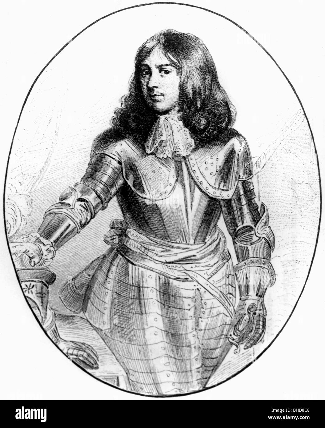 Juan José de Austria, 7.4.1629 - 17.9.1679, Spanisch militärischer Führer Ministerpräsident von Spanien, uneheliches Kind von König Philipp IV., Kupferstich von Masson nach dem Lackieren, Versailles, Artist's Urheberrecht nicht gelöscht werden Stockfoto