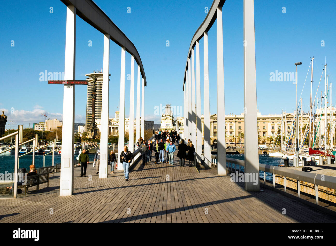 Rambla del Mar, Barcelona, Spanien Stockfoto