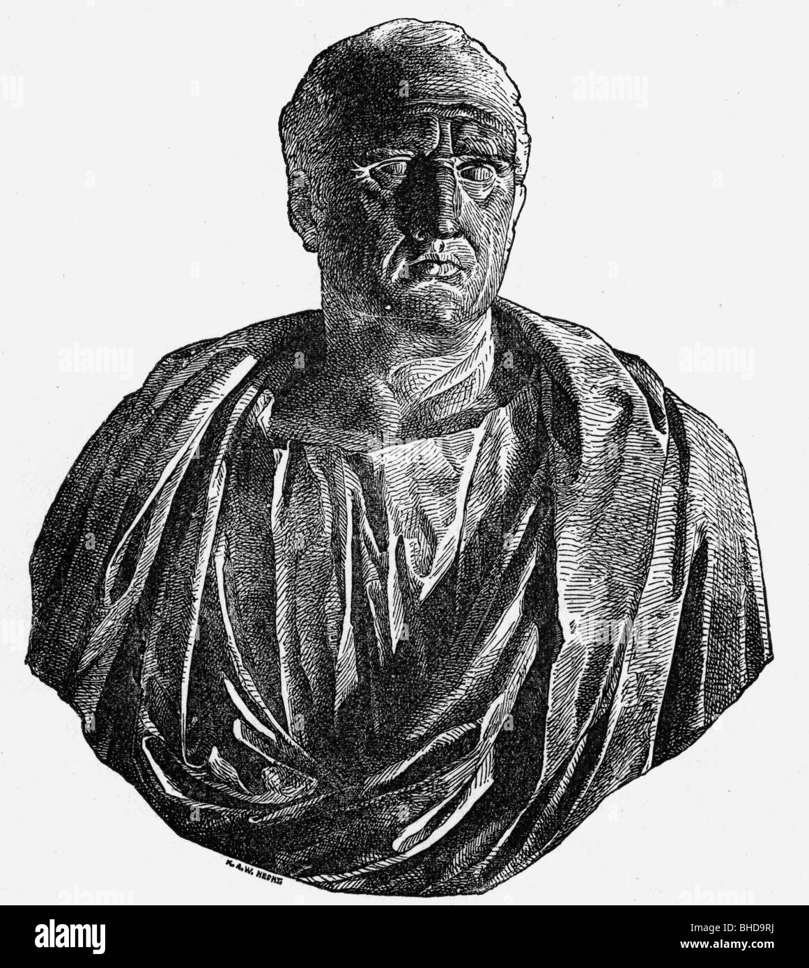 Cicero, Marcus Tullius, 3.1.106 - 7.12.43 v. Chr., römischer Orator, Politiker, Konsul 63 v. Chr., Porträt, Holzgravur nach Büste, Stockfoto