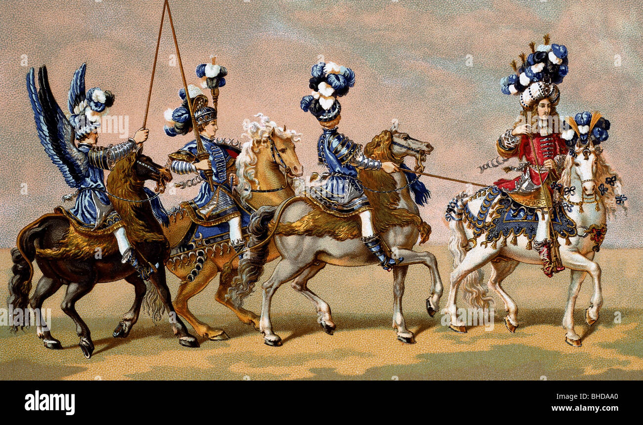 Geografie/Reisen, Frankreich, Feste, 'Grand Caroussel', Paris, 1662, 'Türkisch', bedrahtet BA Prince Conde, nach dem Aquarell von Sabatier, Chromolithograph von Urrabieta, 1880, Stockfoto