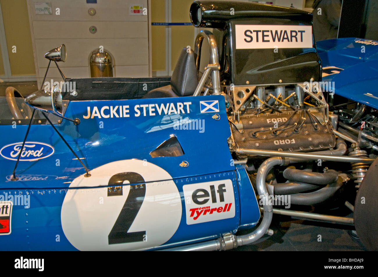 Fromula 1 Racing Auto angetrieben von Weltmeister Sir Jackie Stewart Stockfoto