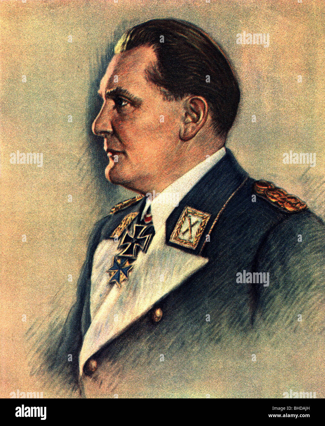 Göring, Hermann, 12.1.1893 - 15.10.1946, deutscher Politiker (NSDAP), Chef der Luftwaffe (Luftwaffe) 1935 - 1945, Porträt in Uniform, Farbdruck nach Pastell von Kurt Koepernik, ca. 1940, Stockfoto