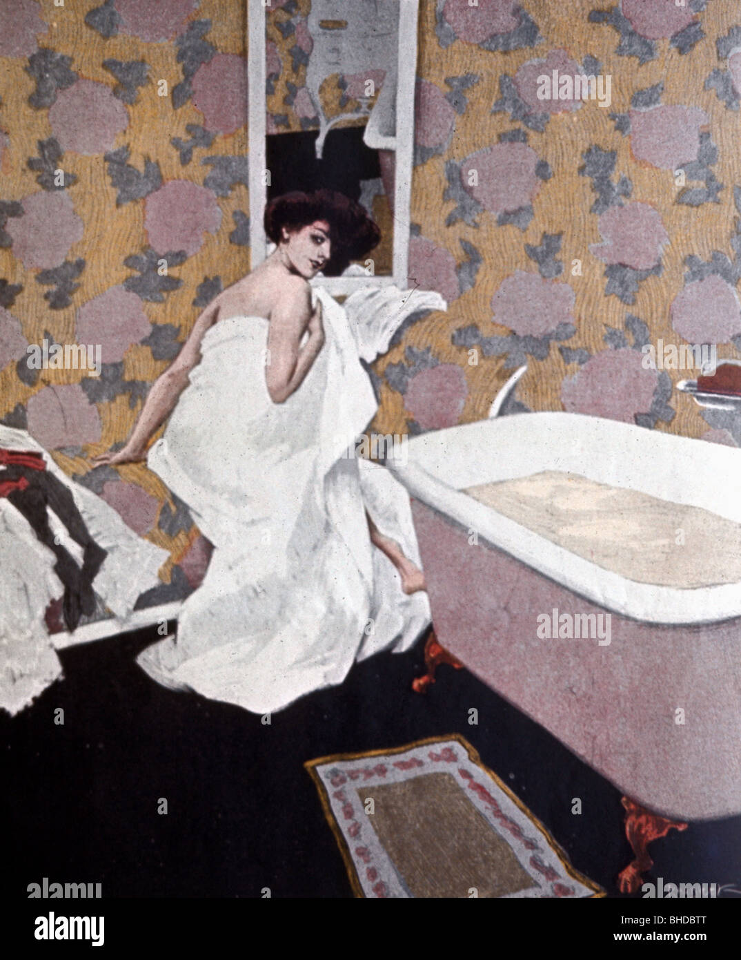 Baden Badezimmer Frauen Mit Badetuch Im Bad Ca 1910 Zeichnung Von Reznicek Herausgegeben In Der Zeitschrift Simplicissimus Stockfotografie Alamy