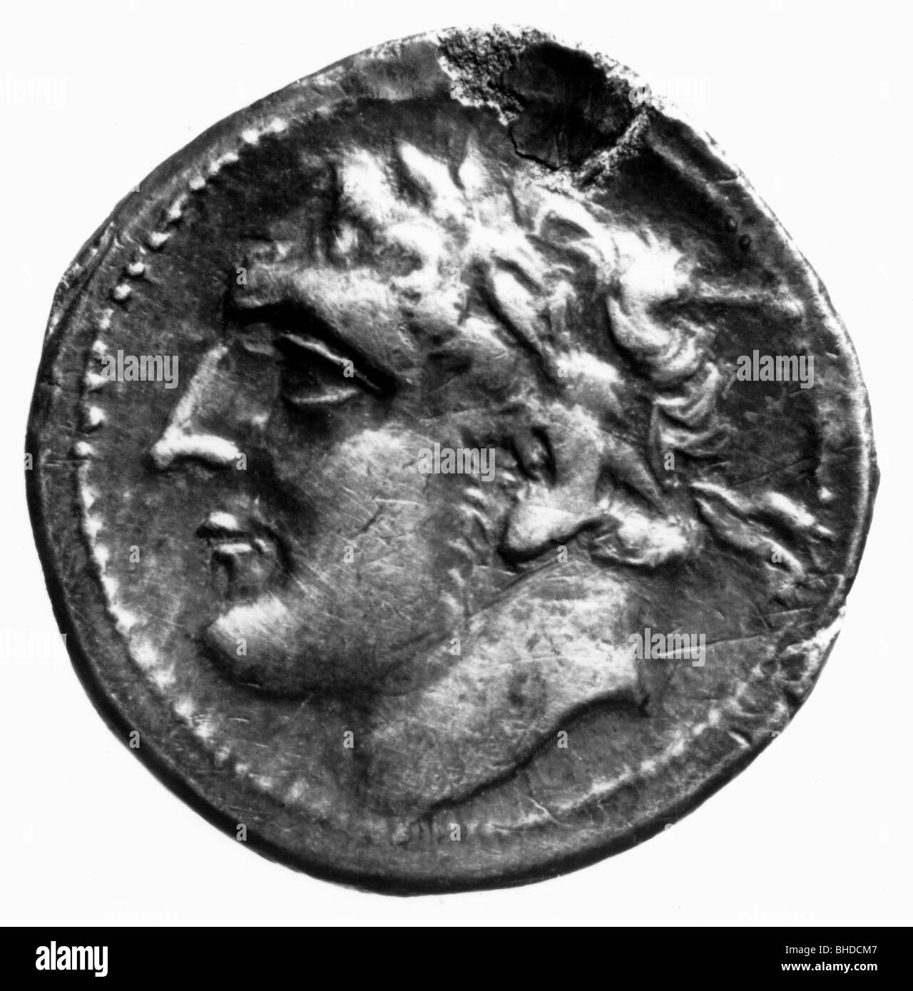 Jugurha, ca. 160 - 10.1.104 v. Chr., König von Numidi 120 v. Chr. - 104 v. Chr., Porträt, Münze, Stockfoto