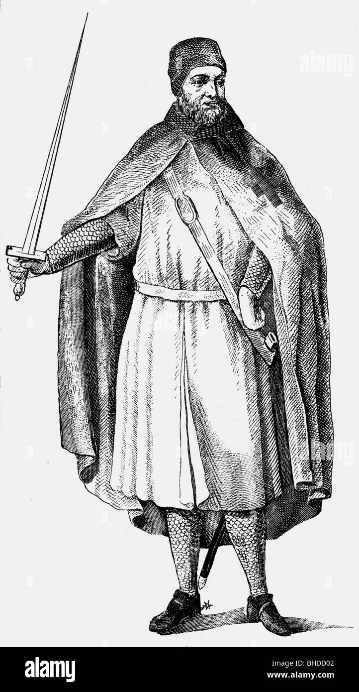 Mittelalter, Ritter, Templerorden (Pauperes commilitones Christi templique salomonis, gegründet ca. 1119, Stockfoto