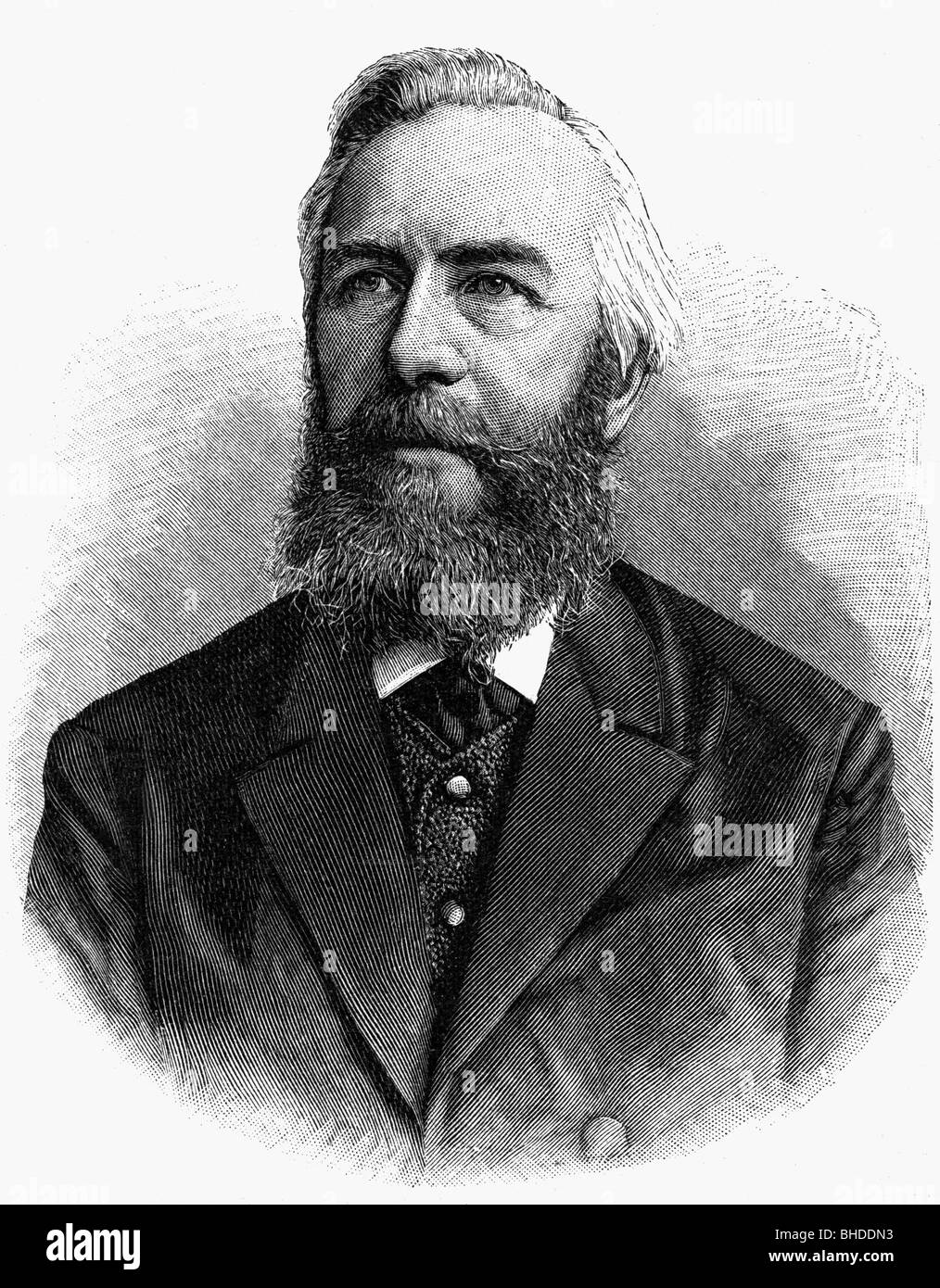 Haeckel, Ernst, 16.2.1834 - 9.8.1919, deutscher Naturwissenschaftler, Porträt, Holzgravur, Stockfoto