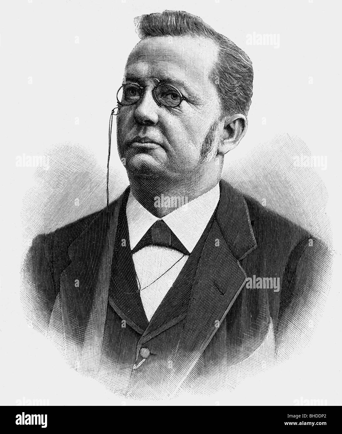 Deucher, Adolf, 15.2.1831 - 10.7.1912, Schweizer Bundespräsident 1897, Porträt, Holzgravur, Stockfoto