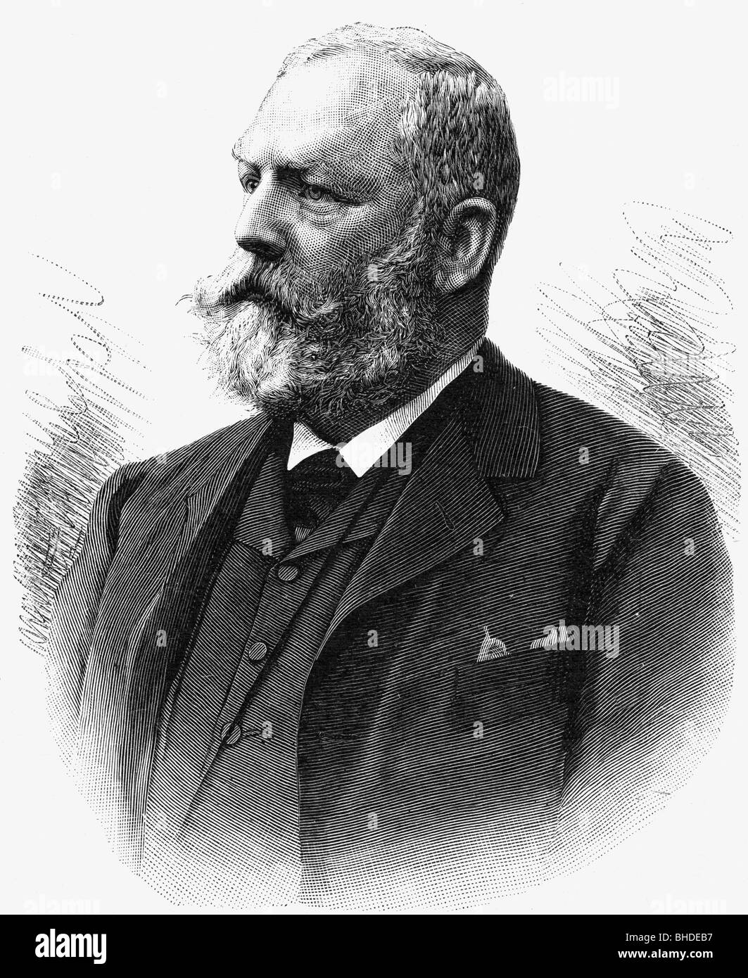 Frey, Emill, 1834-1929, Bundespräsident der Schweiz 1894, Porträt, Holzgravur, Stockfoto