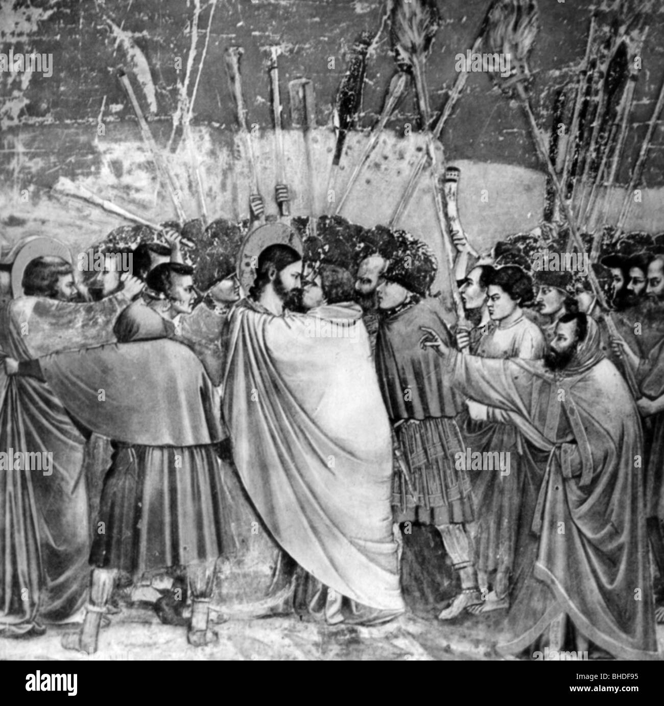 Judas Iscariot, biblischer Charakter, "Der Kuss des Judas" von Giotto di Bondone, Stockfoto