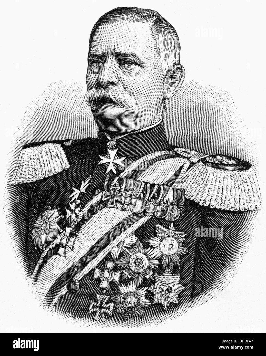 Kameke, Arnold Karl von, 14.6.186 - 12.10.1893, Deutscher General, Porträt, Holzgravur, 19. Jahrhundert, Stockfoto